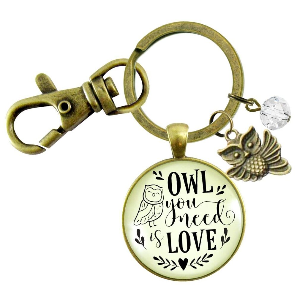 9240 Owl Keychain Owl You Need Is Love Friendship Quote Symbolic Jewelry